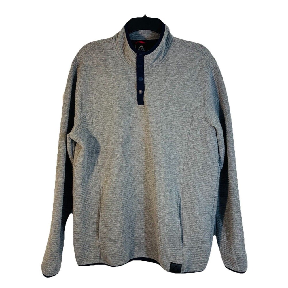 Gerry 1/4 Snap Jacket Men's X-Large Gray Ribbed Pullover Sweatshirt Camp Hike